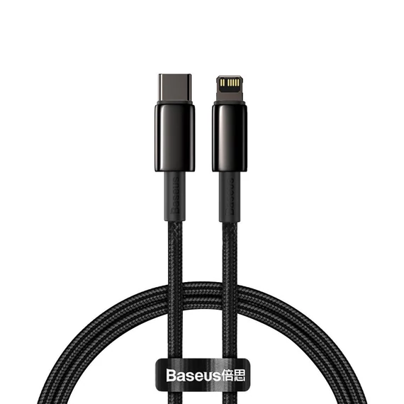 Baseus Tungsten Gold USB-C - Lightning kábel, 20 W, 5 A, PD, 2 m (fekete)