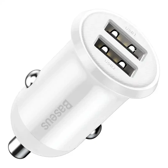 Baseus Grain Pro 2x USB 4.8A autós töltő (fehér)