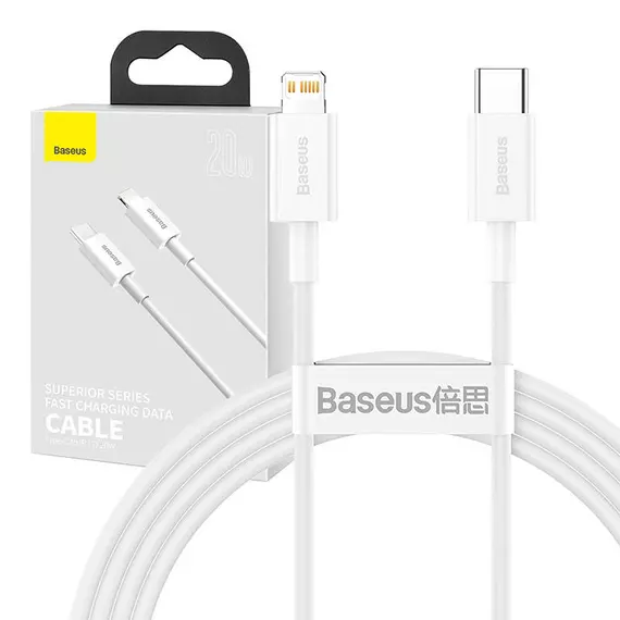 Baseus Superior Series USB-C-Lightning kábel, 20 W, PD, 1,5 m (fehér)