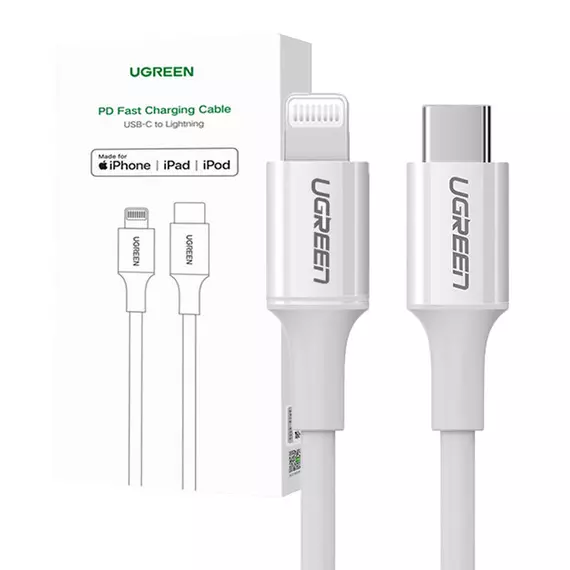 UGREEN 3A US171 Lightning USB-C kábel, 1.5m (fehér)