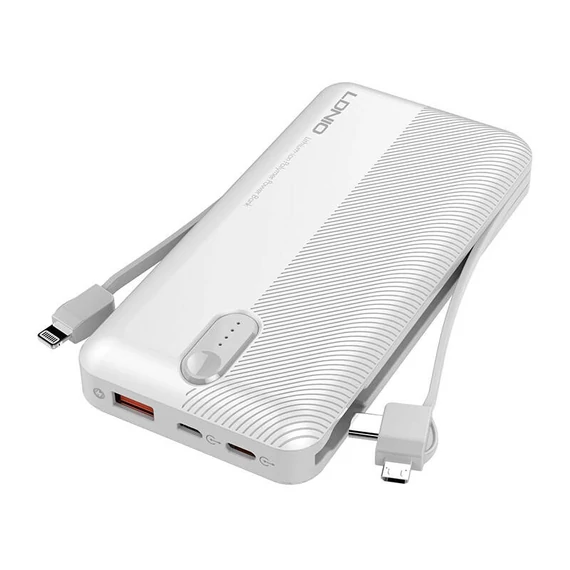 Powerbank LDNIO PL1013, 10000mAh + 3in1 cable (white)