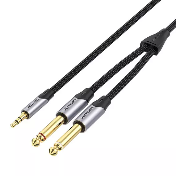 Cable audio mini jack 3.5mm to 2x  6.5mm Vention BARHG 1.5m (grey)