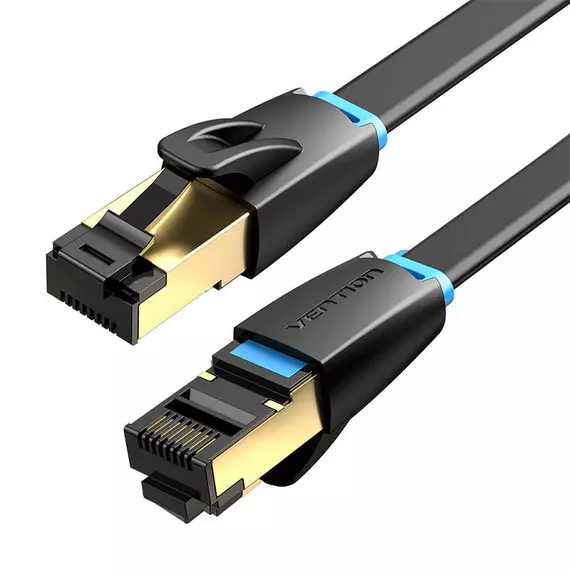 Flat Network Cable CAT8 U/FTP Vention IKCBG RJ45 Ethernet 40Gpbs 1m (Black)