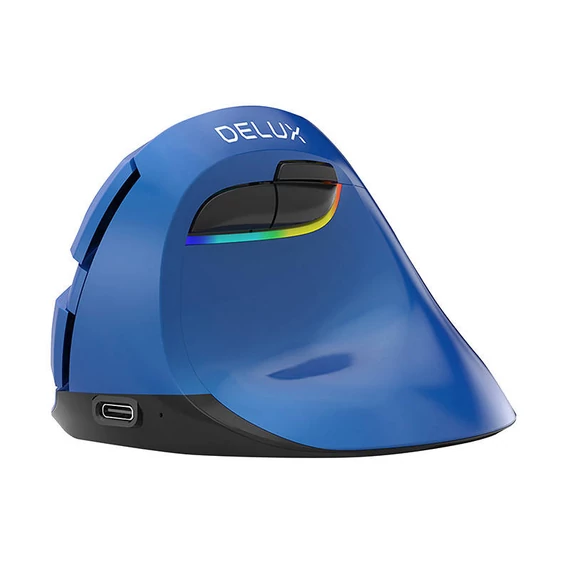 Vezeték nélküli függőleges egér Delux M618Mini BT/2.4G 4000DPI RGB (kék)