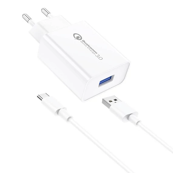 Foneng EU13 hálózati töltő + USB-C kábel, 3A (fehér)