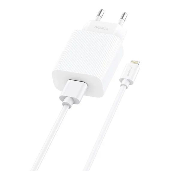 Foneng EU28 hálózati töltő, 2,4A + USB-A-Lightning kábel