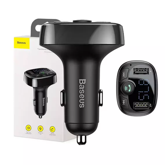 Baseus S-09A Bluetooth 2xUSB microSD FM adó, autós töltő (fekete)