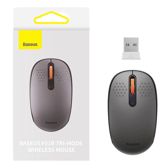 Baseus F01B vezeték nélküli egér, Tri-mode 2.4G BT 5.0 1600 DPI (szürke)