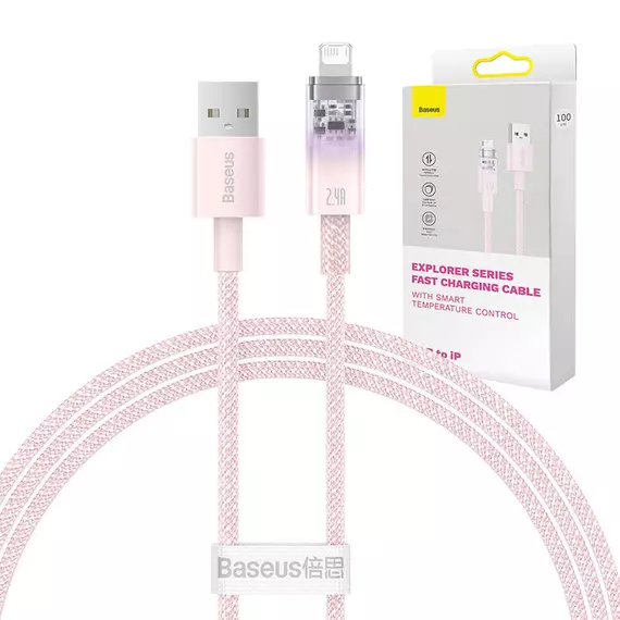 Baseus Explorer Series USB / Lightning gyorstöltő kábel 1m, 2,4A (rózsaszín)