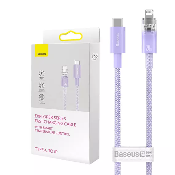 Baseus Explorer Series USB-C / Lightning gyorstöltő kábel 1m, 20W (lila)