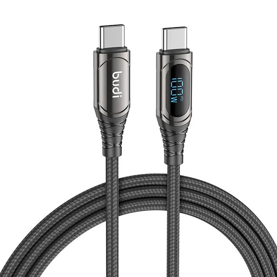 USB-C to USB-C LED cable Budi, 100W, 1.5m (black)