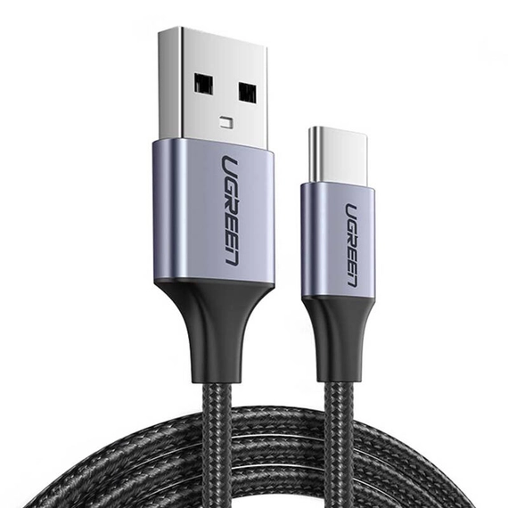 UGREEN USB-USB-C QC3.0 kábel, 2 m, alumínium csatlakozóval (fekete)