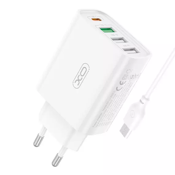 Wall charger XO L120 3x USB, 1x USB-C , 18W (white)