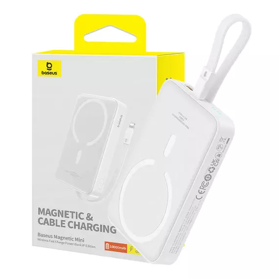 Baseus Magnetic Mini Powerbank, 10000mAh, Lightning, 20W, MagSafe (fehér)