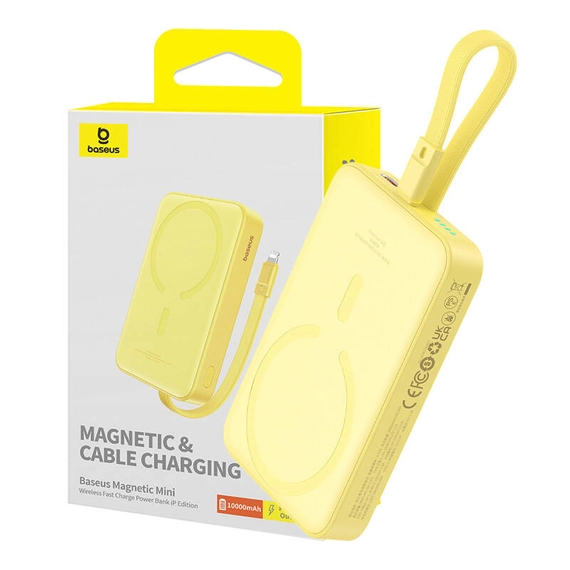 Baseus Magnetic Mini Powerbank, 10000mAh, USB-C, 20W, MagSafe (sárga)