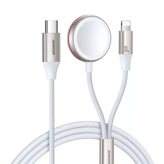 Fast Charging Magnetic Charger 2-in-1 Joyroom S-IW012 30W 1.5m (White)