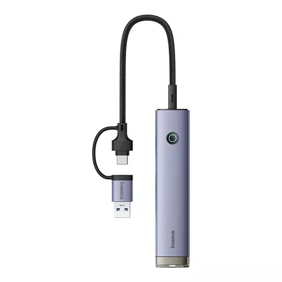 Hub 4in1 Baseus UltraJoy USB-A&USB-C to 3xUSB3.0+USB-C+RJ45 (grey)
