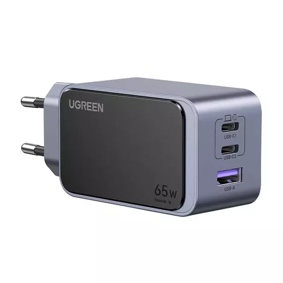 Ugreen Nexode Air 65W wall charger, USB + 2x USB-C (gray)