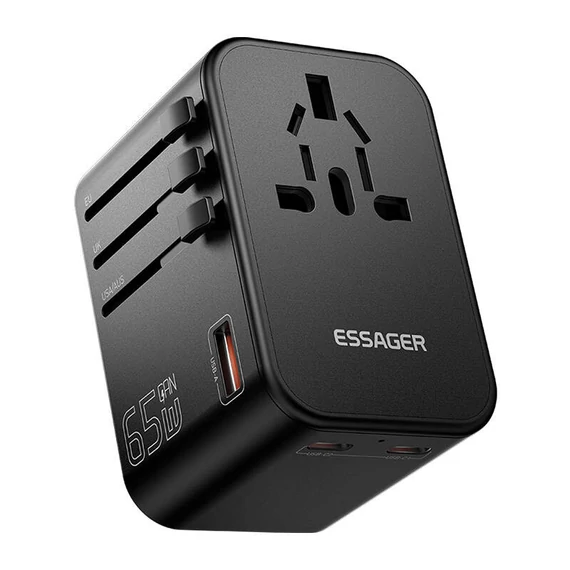 Essager ECT65-LT01-Z utazós fali töltő, 65W (fekete)