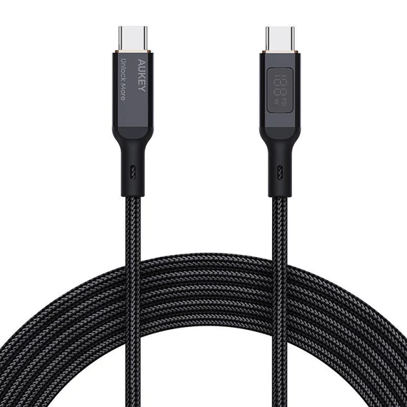 Aukey CB-MCC102 USB-C-USB-C kábel, 100W, 1,8m (fekete)