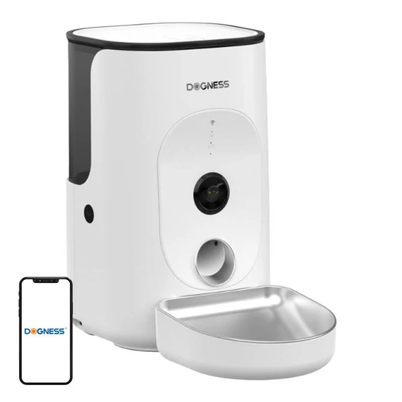 Dogness F15 WiFi 4L-es intelligens ételadagoló kamerával, rozsdamentes acél tartállyal (fehér)