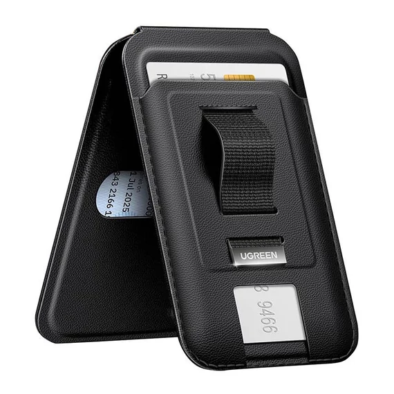 UGREEN LP836 mágneses pénztárca állvány funkcióval, iPhone MagSafe, bőr (fekete)