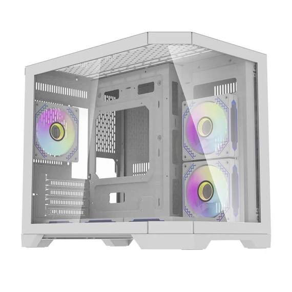 Darkflash FT418 számítógépház + 6 ARGB ventilátor (fehér)