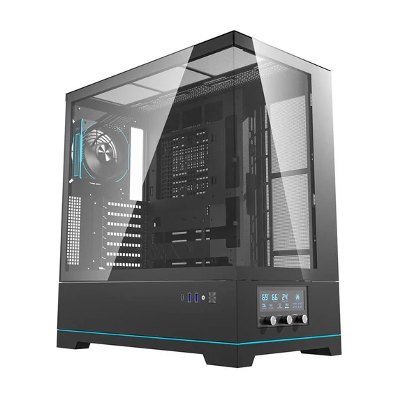 Darkflash DY451 PRO számítógépház + 1 ventilátor (fekete)