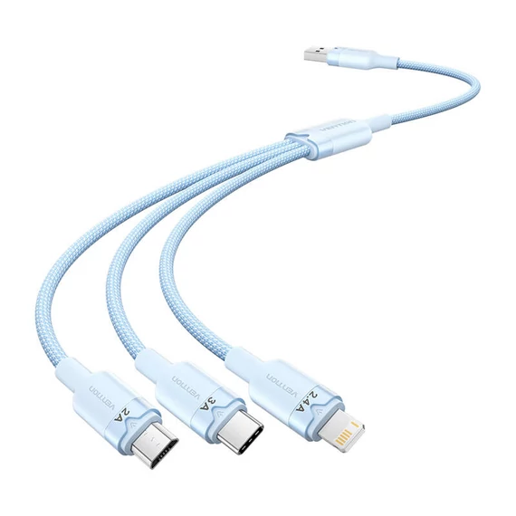 USB 2.0 A-3in1 3A kábel Vention CTPLG 1.5M (kék)