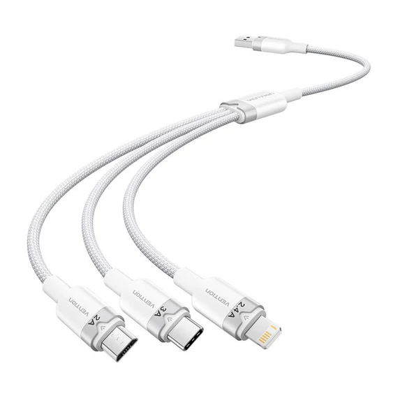 USB 2.0 A-3in1 3A kábel Vention CTPWG 1.5M (fehér)