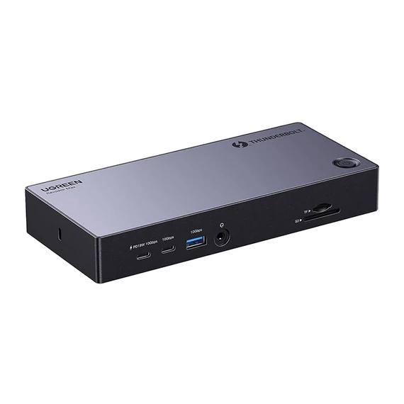 13in1 Ugreen Revodok Max 313 Thunderbolt 4 dokkolóállomás 2x USB 3.0, USB 3.2, USB-C 3.2, HDMI 2.1, DisplayPort 1.4, SD/microSD, RJ45, AUX 3.5mm, PD 140W