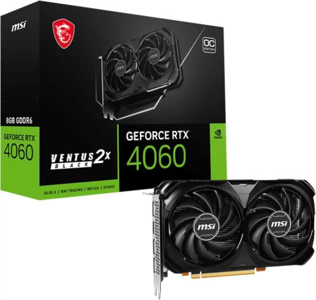 MSI GeForce RTX 4060 8GB VENTUS 2X BLACK 8G OC videokártya