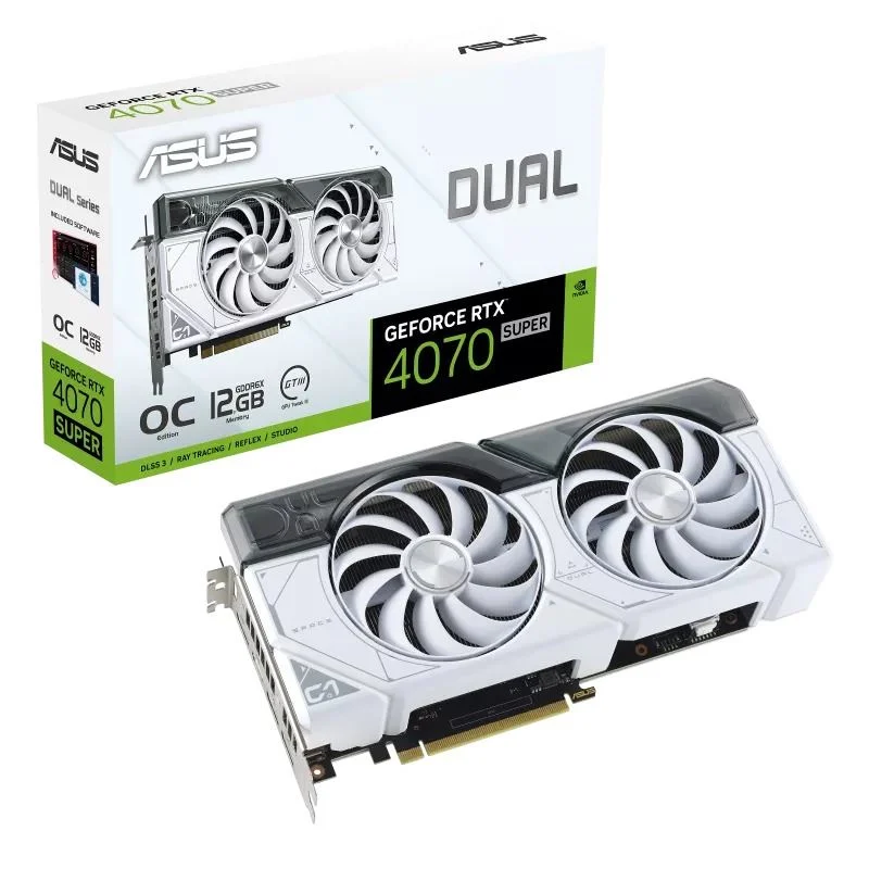 ASUS GeForce RTX 4070 SUPER 12GB Dual White OC Edition videokártya (DUAL-RTX4070S-O12G-WHITE)