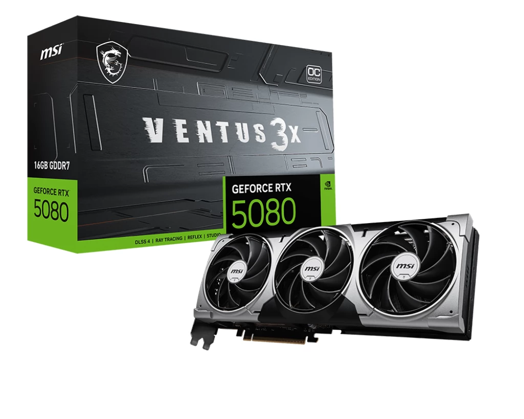 MSI GeForce RTX 5080 16G VENTUS 3X OC videokártya (G5080-16V3C)