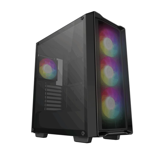 DeepCool Számítógépház - CC560 MESH V2 (fekete, ablakos, 4x12cm A-RGB ventilátor, ATX, 2xUSB3.0, fekete)