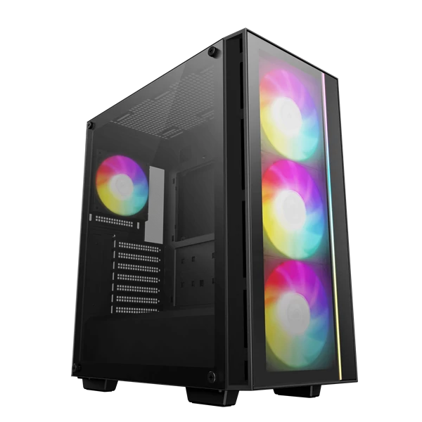 DeepCool Számítógépház - MATREXX55 V4 C (fekete, ablakos, 3x14cm + 1x12cm venti, ATX, 1xUSB3.0, Type-C)
