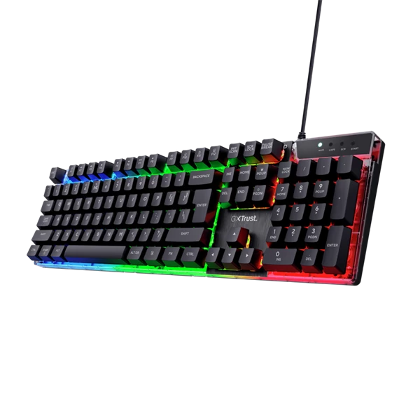 Trust Billentyűzet Gamer - GXT 835 Azor (LED háttérvilágítás; USB; fekete; magyar)