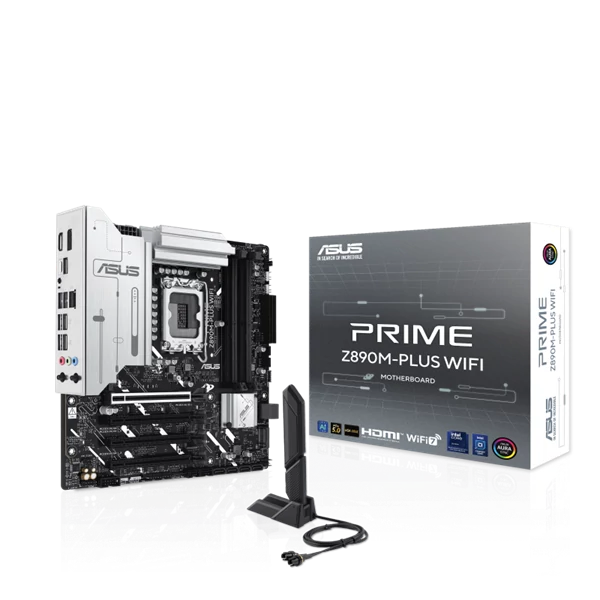 Asus Alaplap - Intel PRIME Z890M-PLUS WIFI LGA1851 (Z890, ATX, 4xDDR5 8666+MHz, 6xSATA3, 3xM.2, HDMI+DP+Type-C)