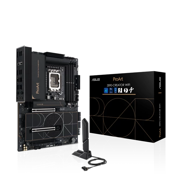 Asus Alaplap - Intel PROART Z890-CREATOR WIFI LGA1851 (Z890, ATX, 4xDDR5 9066+MHz, 4xSATA3, 5xM.2, HDMI+3xTB)