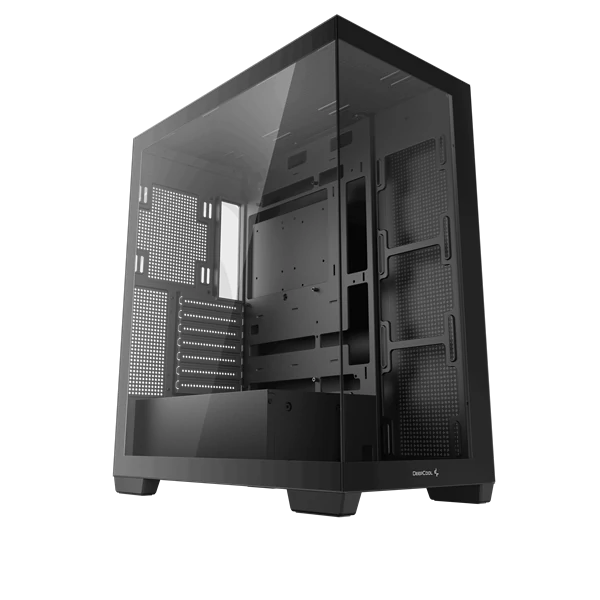 DeepCool Számítógépház - CG580 (fekete, ablakos, venti nélkül, BTS, ATX, 2xUSB3.0, 1xUSB2.0)
