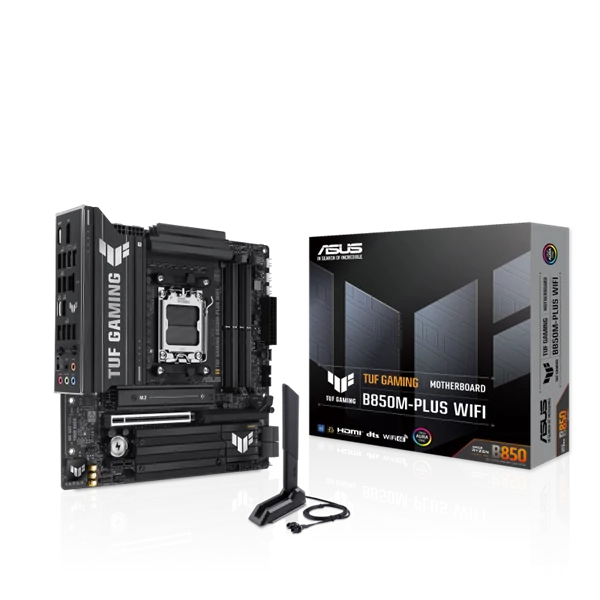 Asus Alaplap - AMD TUF GAMING B850M-PLUS WIFI AM5 (B850, ATX, 4xDDR5 8000+MHz, 4xSATA3, 3x M.2, HDMI+DP)
