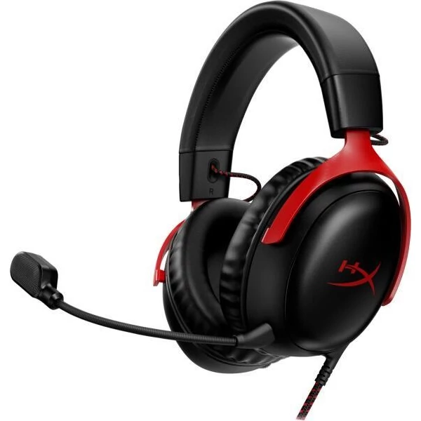 HyperX Fejhallgató - Cloud III (Vezetékes, USB-A/USB-C/3,5mm Jack, fekete/piros)