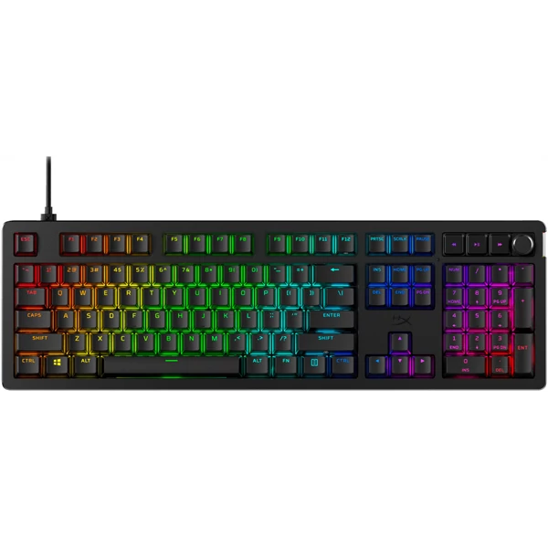 HyperX Mechanikus Billentyűzet - Alloy Rise Red US (Vezetékes, USB, 108 gomb, HX Red switch, angol kiosztás, fekete)