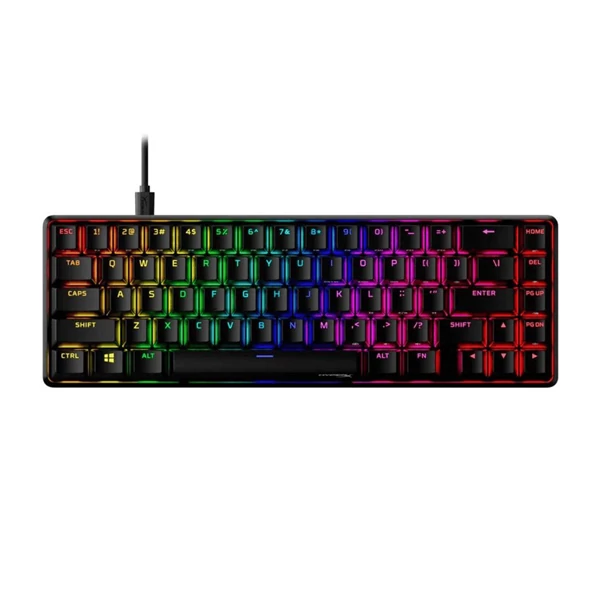 HyperX Mechanikus Billentyűzet - Alloy Origins 65 (Vezetékes, USB, 65 gomb, HX Red switch, angol kiosztás, fekete)