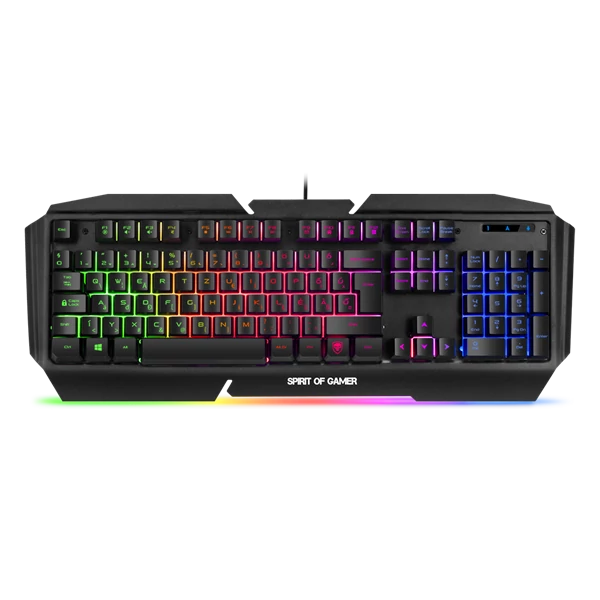 Spirit of Gamer Billentyűzet - PRO-K5 (105 gomb, Fém felső rész, RGB LED, USB, 19 anti-ghost, fekete, magyar)