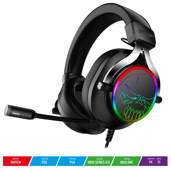 Spirit of Gamer Fejhallgató - MIC-XH600 (MultiPlatform, 7.1, mikrofon, hangerőszabályzó, nagy-párnás, fekete)