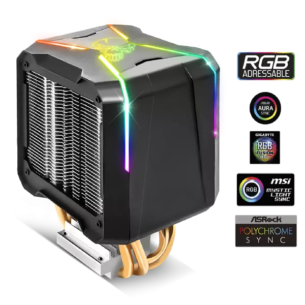 Spirit of Gamer Aktív CPU hűtő - CPU AIRCOOLER PRO ARGB (27dB; 1600 RPM; 1x12cm; aluminium/réz)