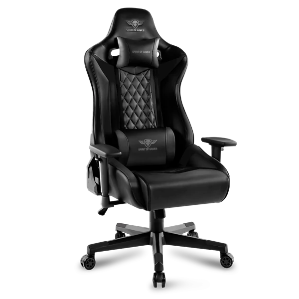 Spirit of Gamer szék - CRUSADER Black (állítható dőlés/magasság/kartámasz; max.120kg-ig, fekete)
