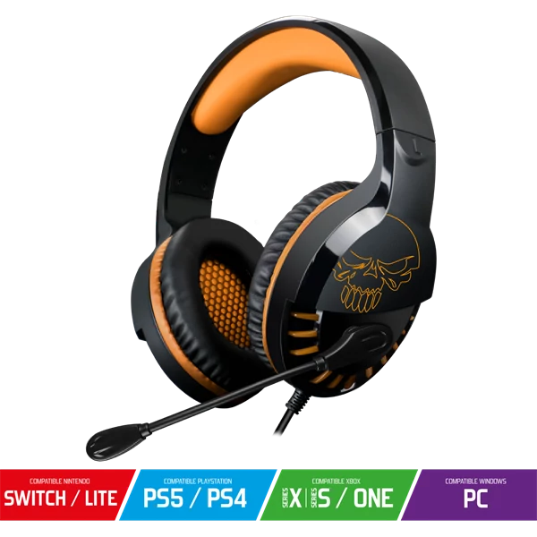 Spirit of Gamer Fejhallgató - PRO-H3 (MultiPlatform, mikrofon, 3.5mm jack, hangerőszabályzó, 2m kábel, narancssárga)