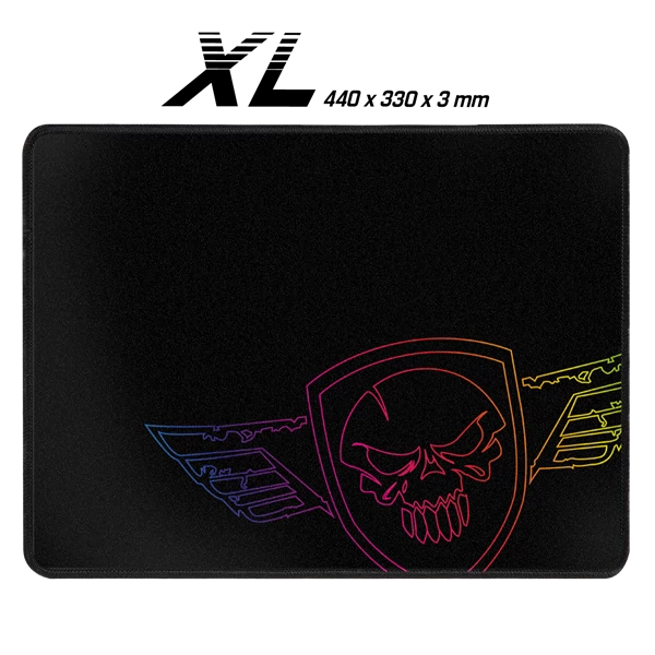 Spirit of Gamer Egérpad - Darkskull Mouse Pad - King Size (430 x 330 x 3mm; varrott szélek; fekete)